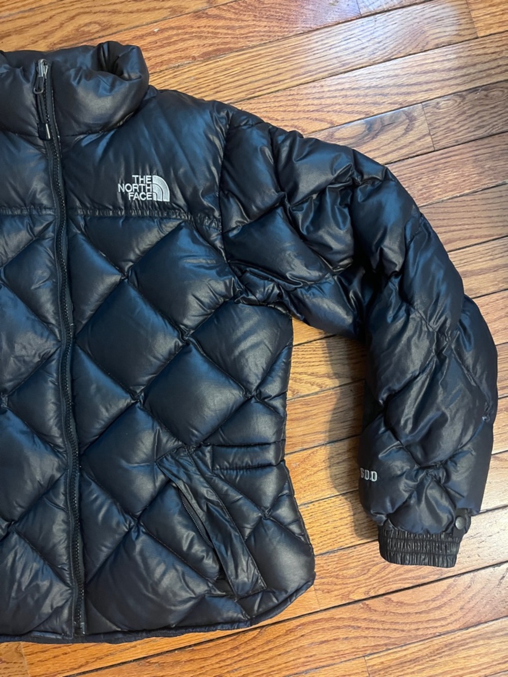 The North Face Black Puffer Coat with Elastic Hem - Picture 3 of 16